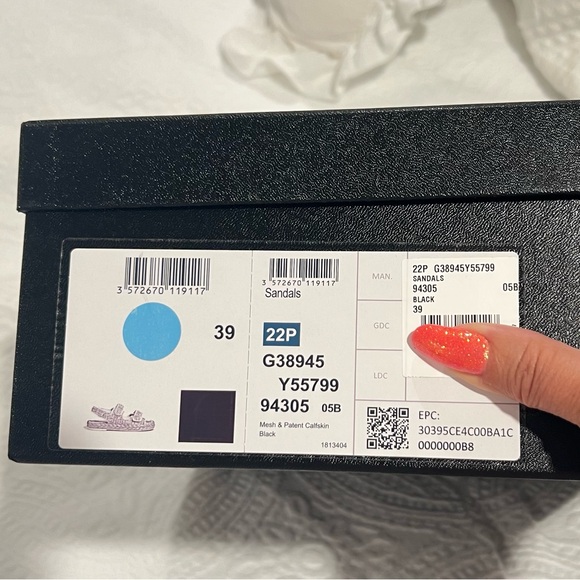 LOGO CHANEL Dad Sandals 22P Black Raffia Mesh Leather Shoes CC Logo Flats Size39 - Picture 15 of 16